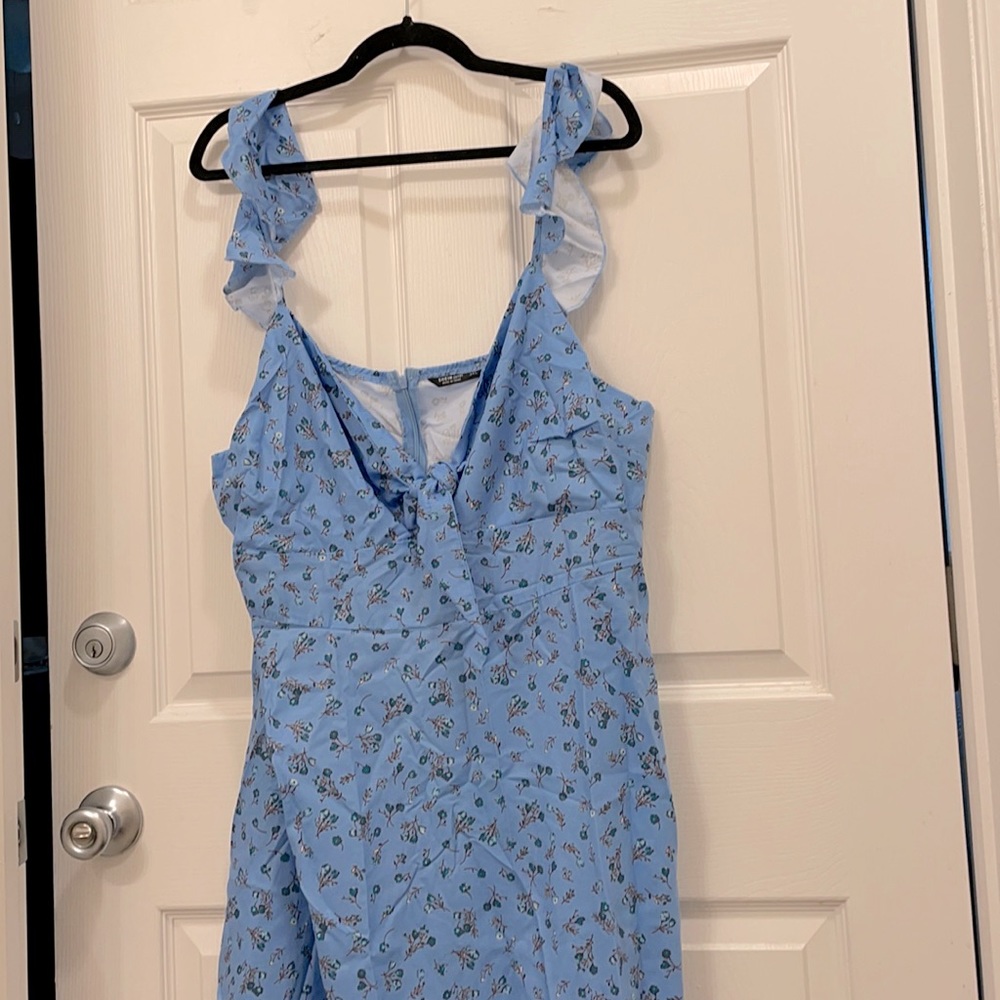 Off the shoulder blue floral dress